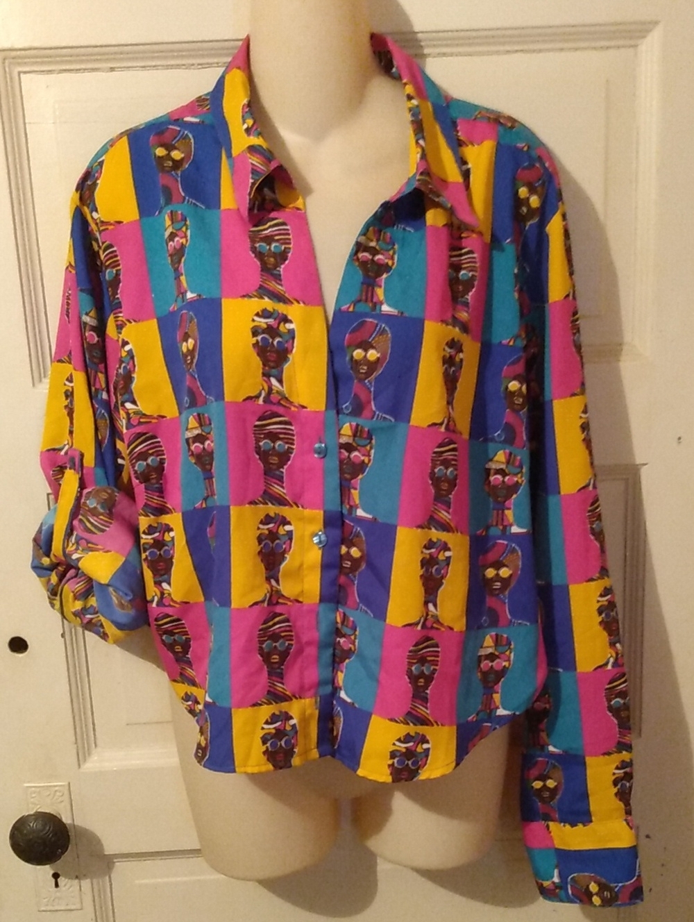 Pop Culture Melanted Black Diva Sunglasses Silky Feel Blouse Maximalist Blouse